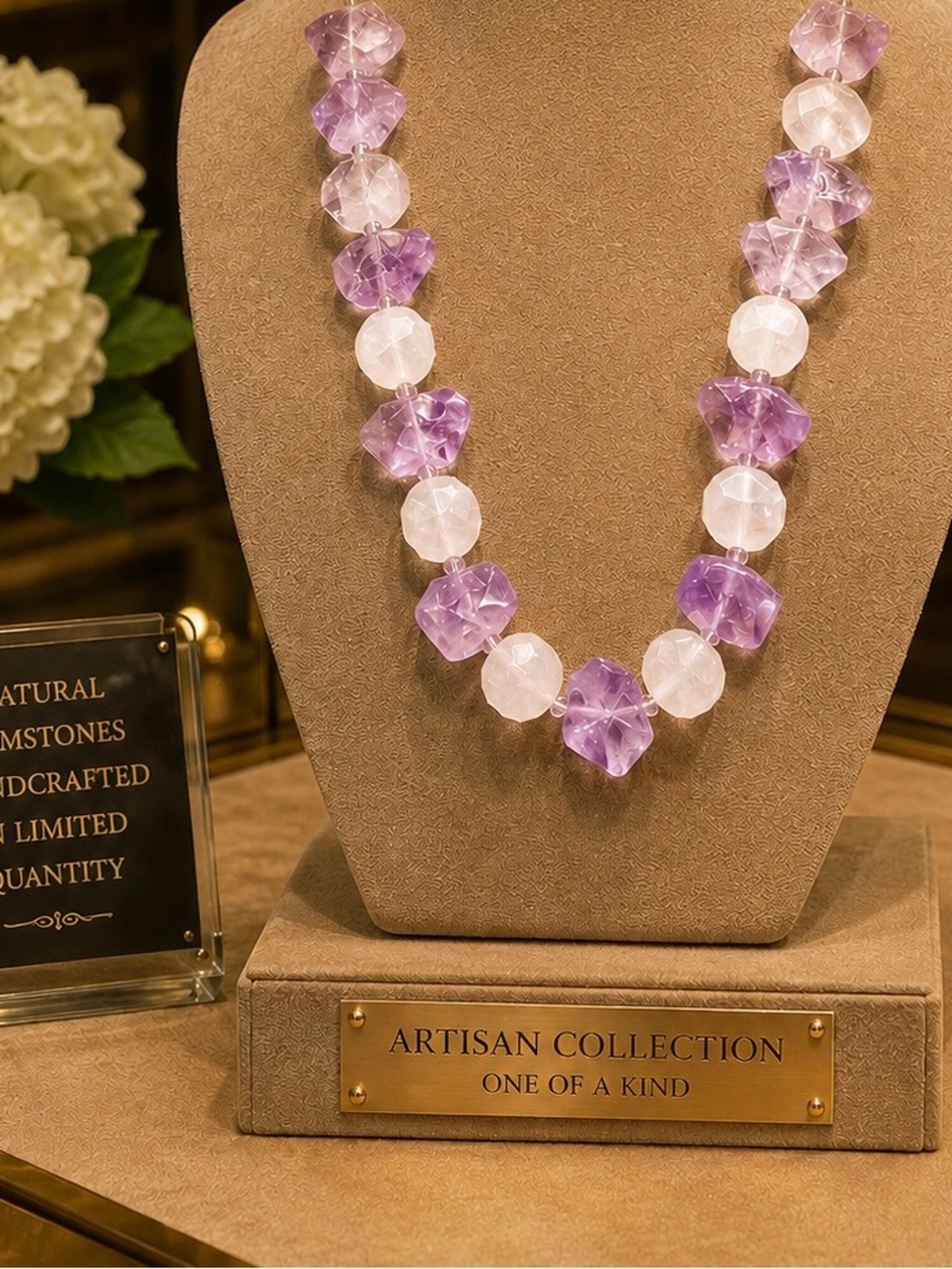 Brazilian Amethyst and Rose Quartz Necklace by Sally Treasure